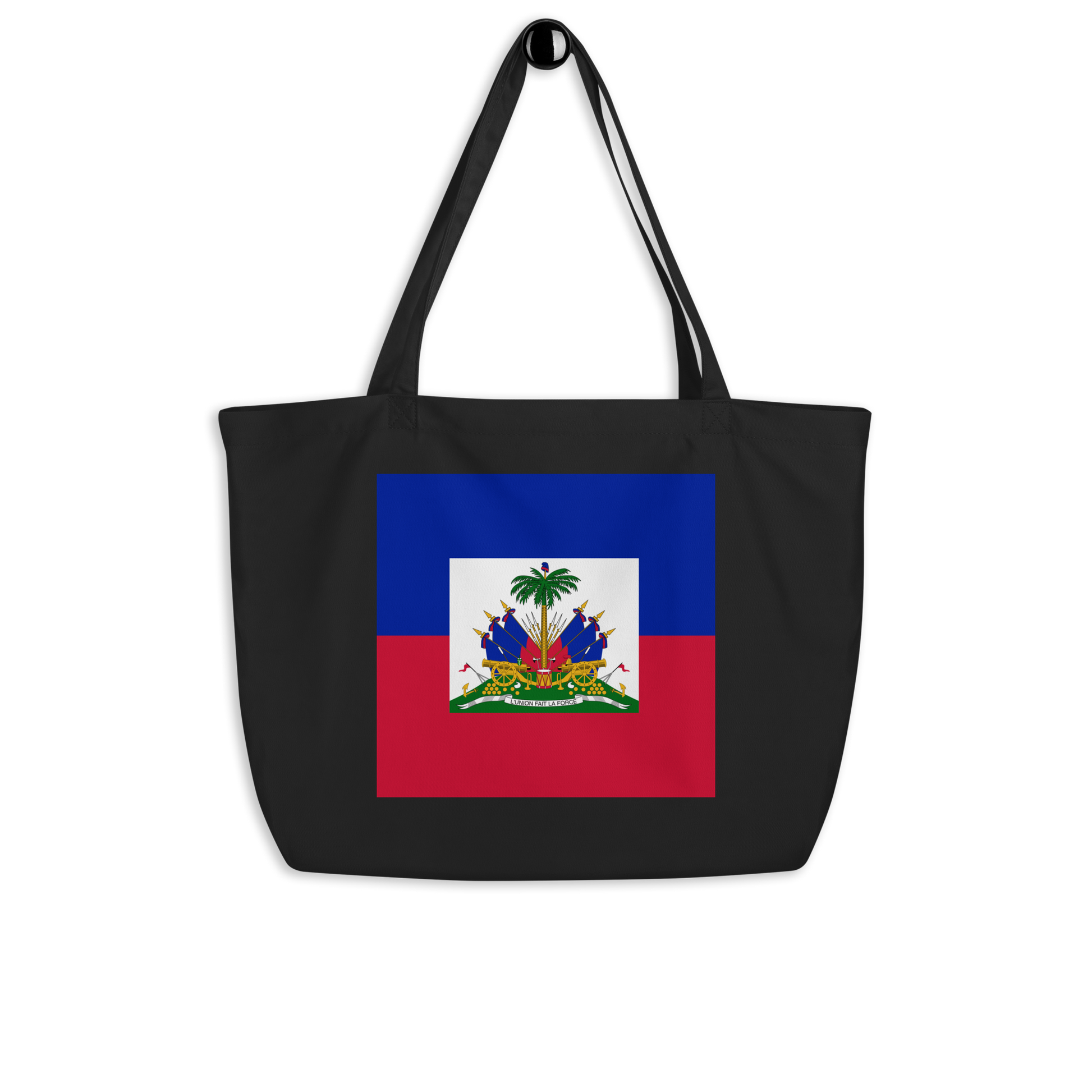 Haiti Flag Large Tote Bag Black Side View