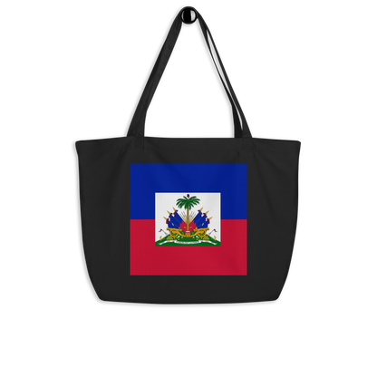 Haiti Flag Large Tote Bag Black Side View