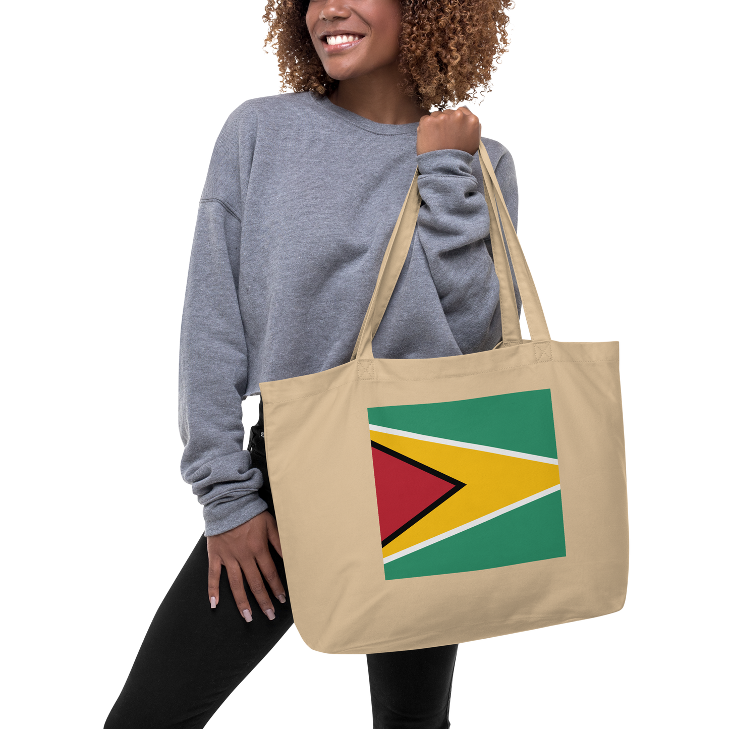 Guyana Flag Large Tote Bag Oyster Lifestyle View