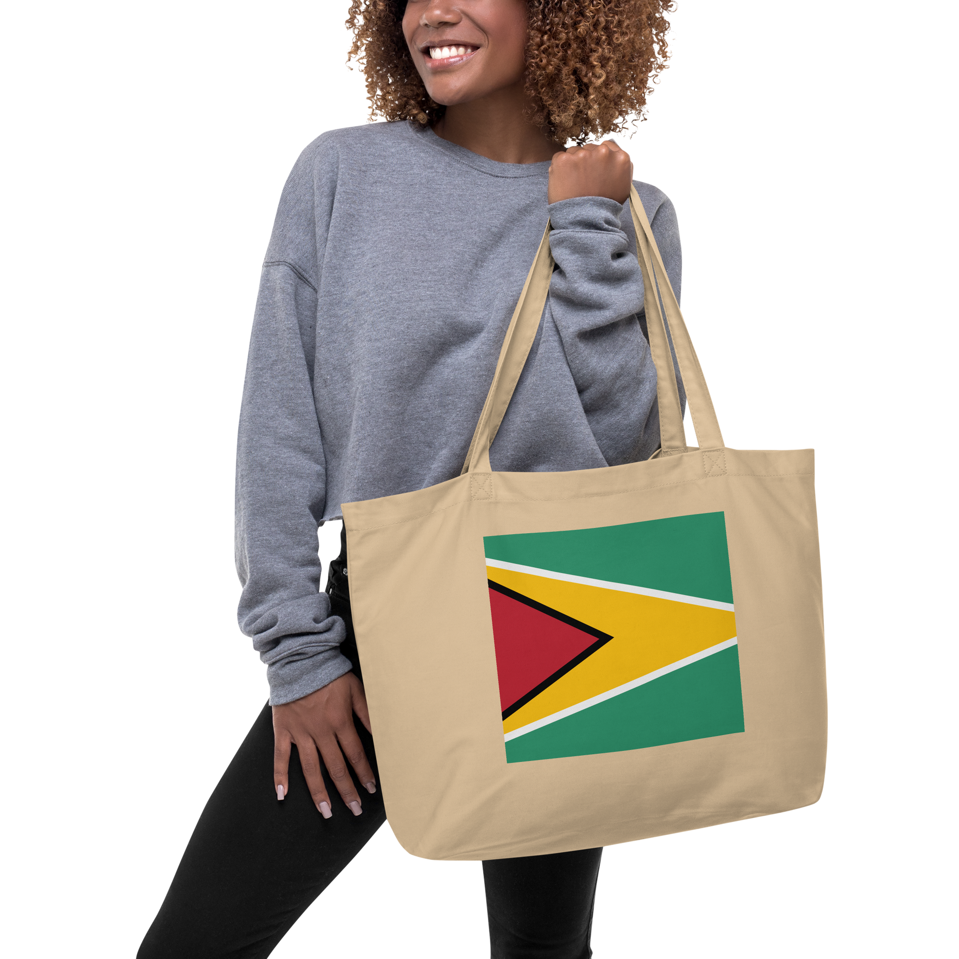 Guyana Flag Large Tote Bag Oyster Lifestyle View