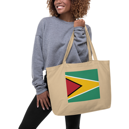 Guyana Flag Large Tote Bag Oyster Lifestyle View