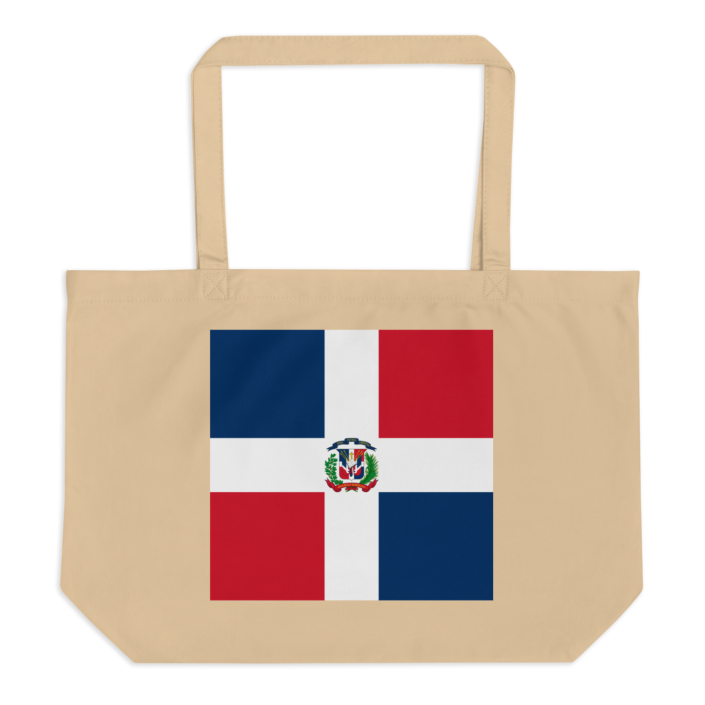 Dominican Republic Flag Large Tote Bag Oyster Side View