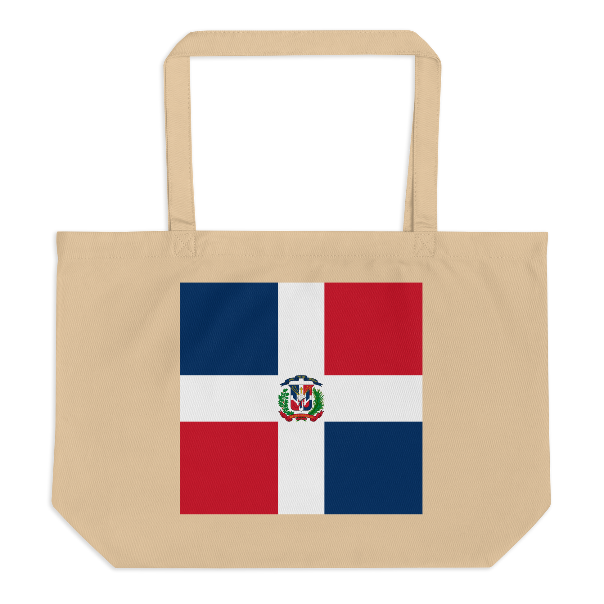 Dominican Republic Flag Large Tote Bag Oyster Side View