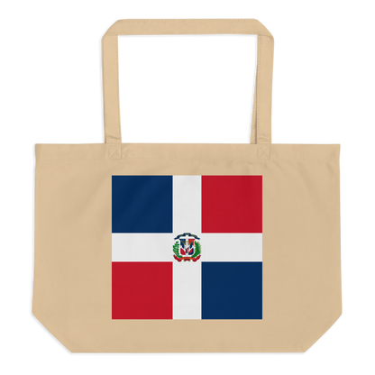 Dominican Republic Flag Large Tote Bag Oyster Side View