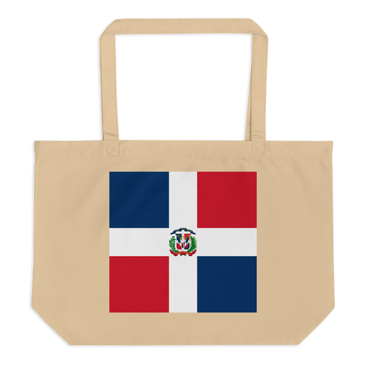 Dominican Republic Flag Large Tote Bag Oyster Side View