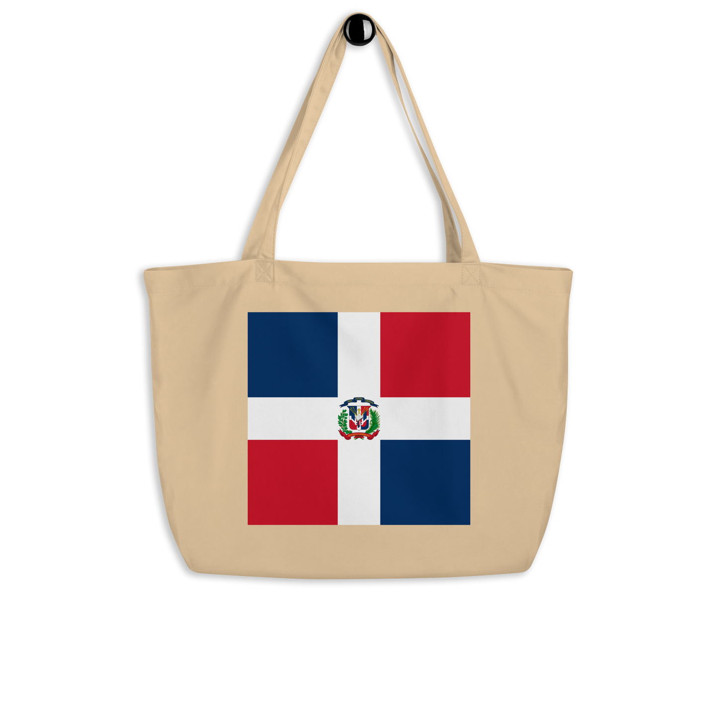 Dominican Republic Flag Large Tote Bag Oyster Front View