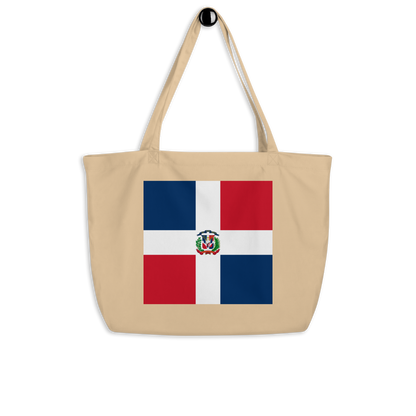 Dominican Republic Flag Large Tote Bag Oyster Front View