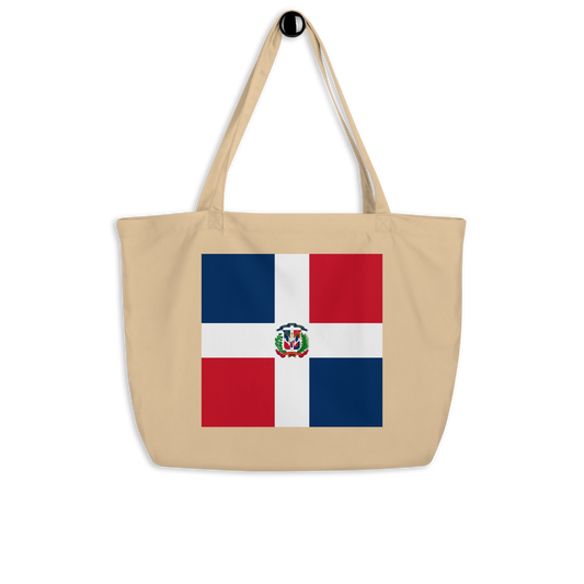 Dominican Republic Flag Large Tote Bag Oyster Front View
