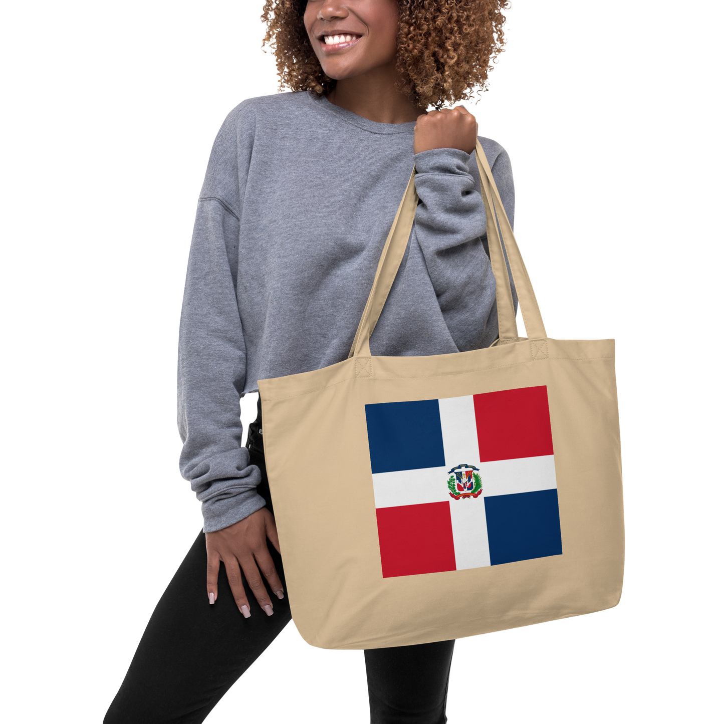 Dominican Republic Flag Large Tote Bag Oyster Lifestyle View