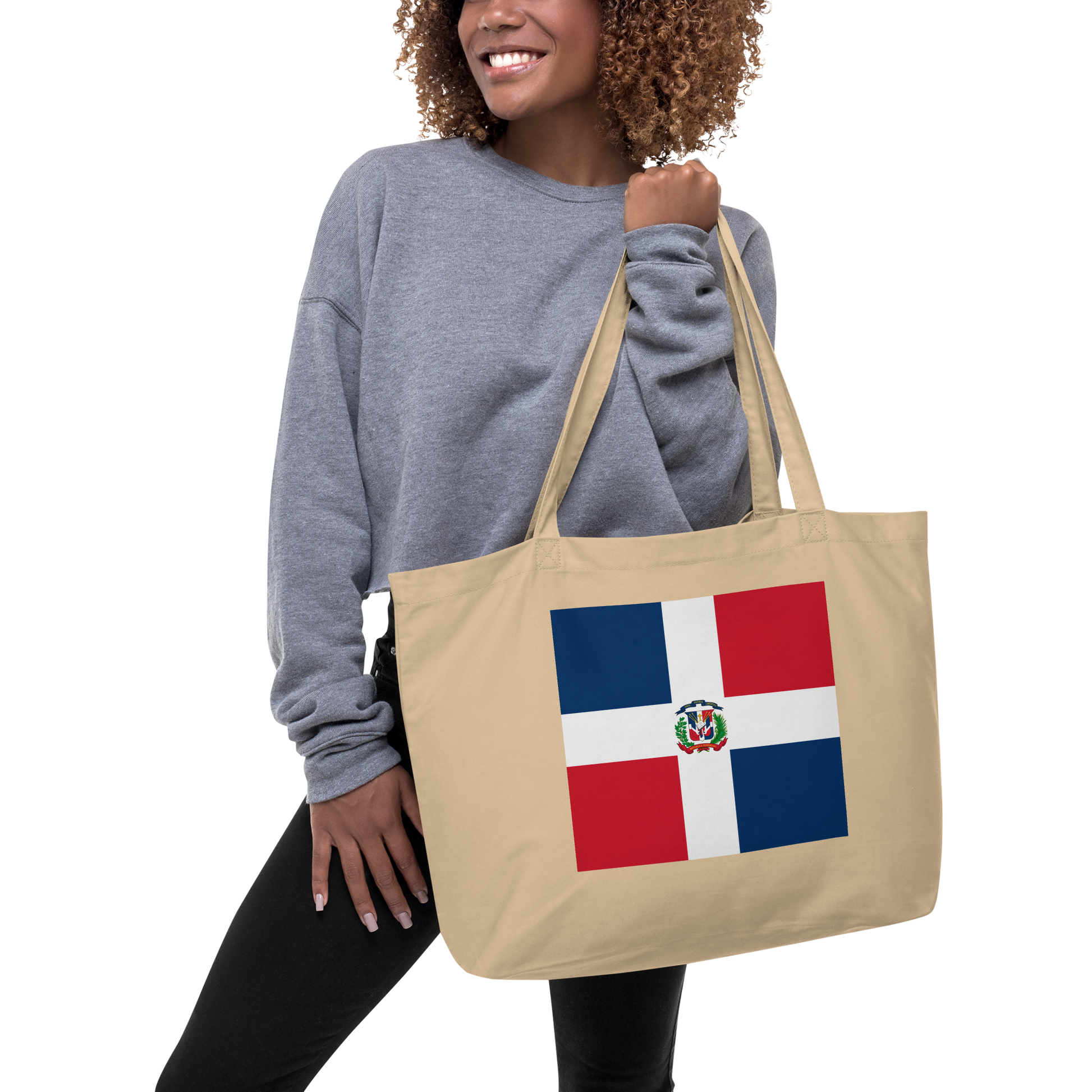 Dominican Republic Flag Large Tote Bag Oyster Lifestyle View