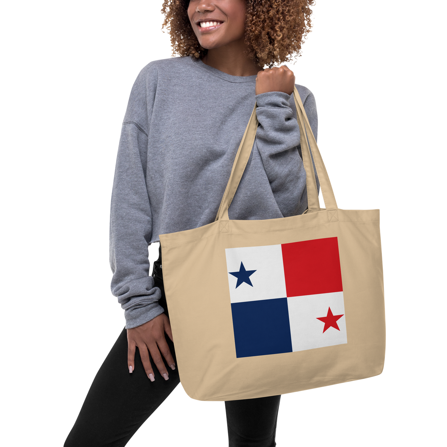 Panama Flag Large Tote Bag Oyster Lifestyle View