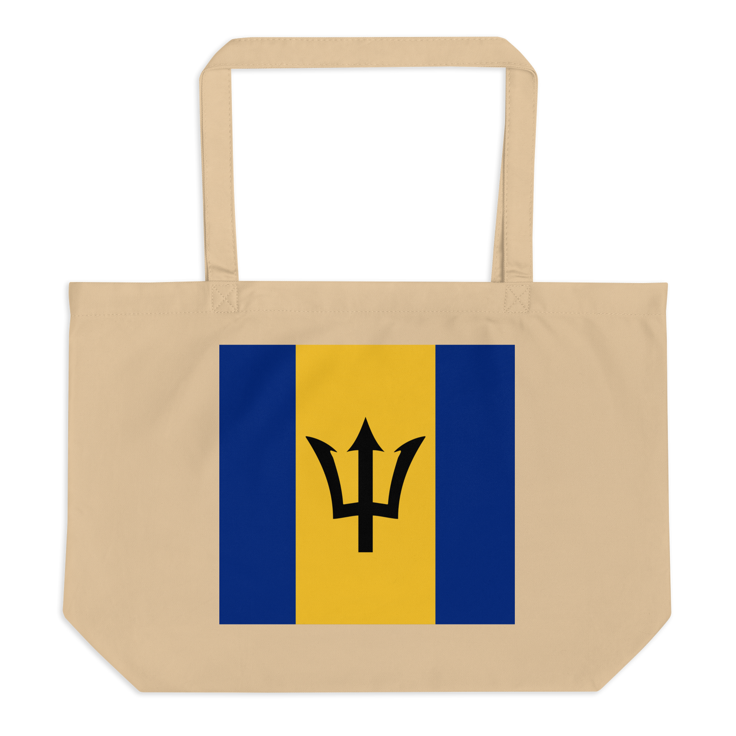 Barbados Flag Large Tote Bag Oyster Front View