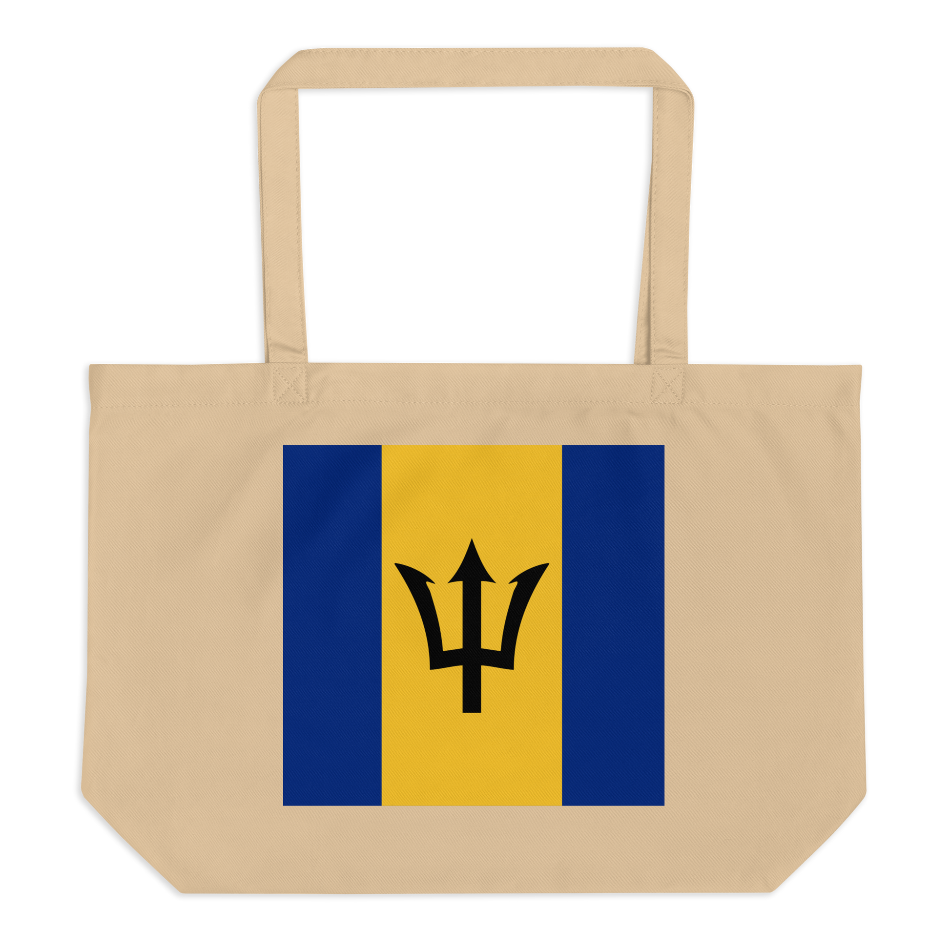 Barbados Flag Large Tote Bag Oyster Front View