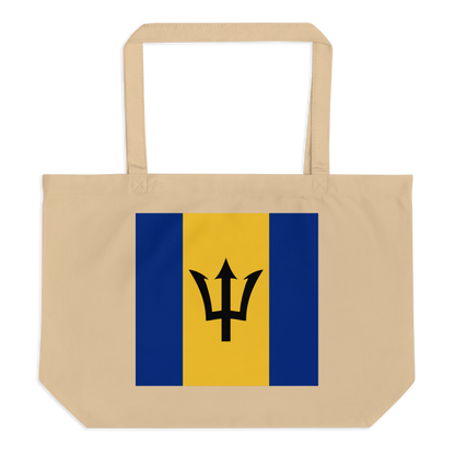 Barbados Flag Large Tote Bag Oyster Front View