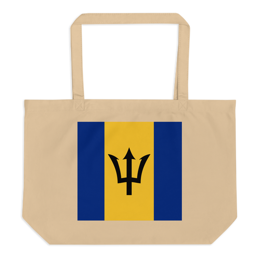 Barbados Flag Large Tote Bag Oyster Front View