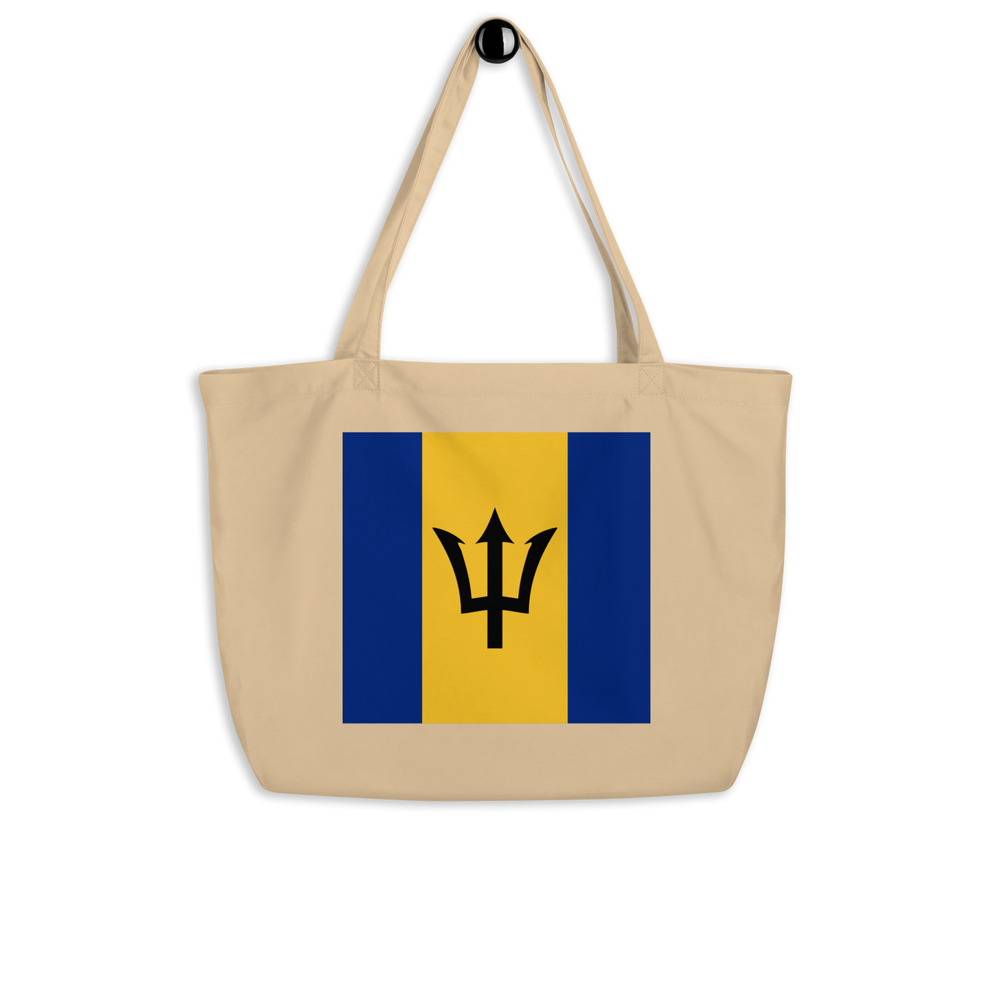 Barbados Flag Large Tote Bag Oyster Side View