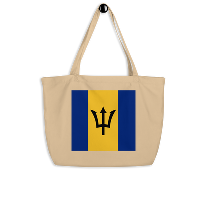 Barbados Flag Large Tote Bag Oyster Side View