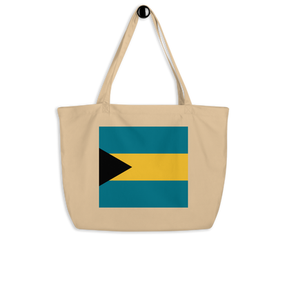 Bahamas Flag Large Tote Bag Oyster Side View