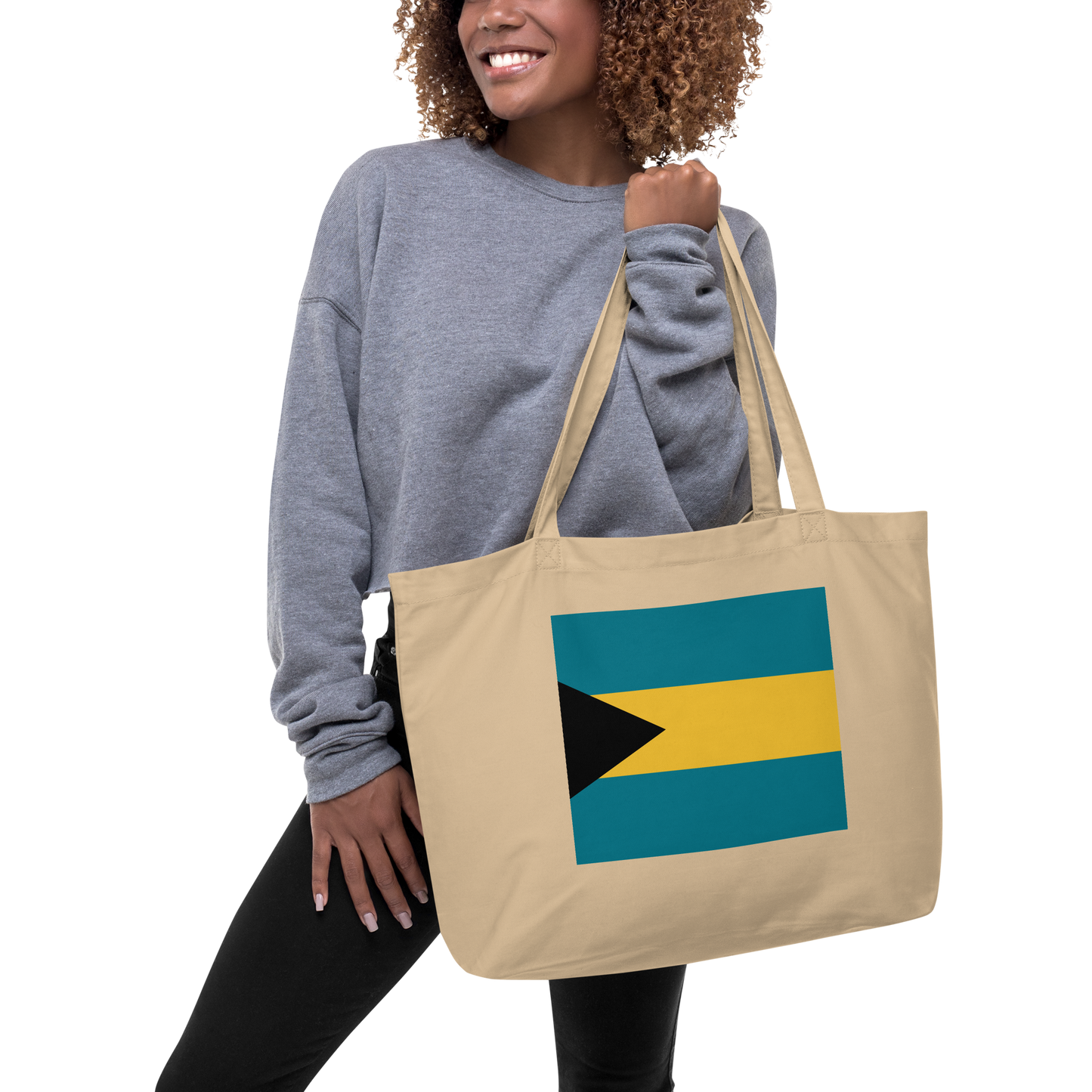 Bahamas Flag Large Tote Bag Oyster Lifestyle View