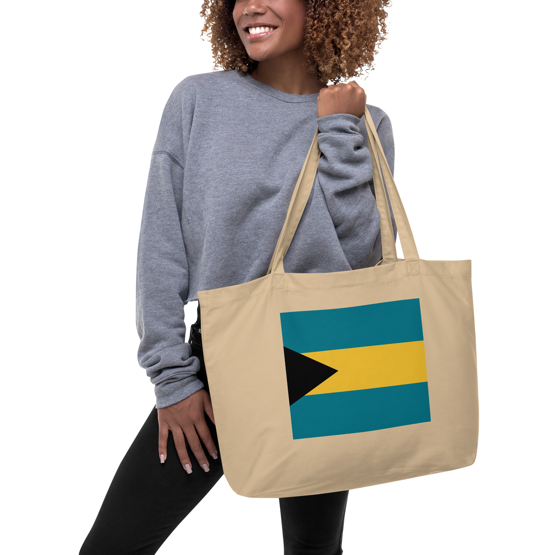 Bahamas Flag Large Tote Bag Oyster Lifestyle View