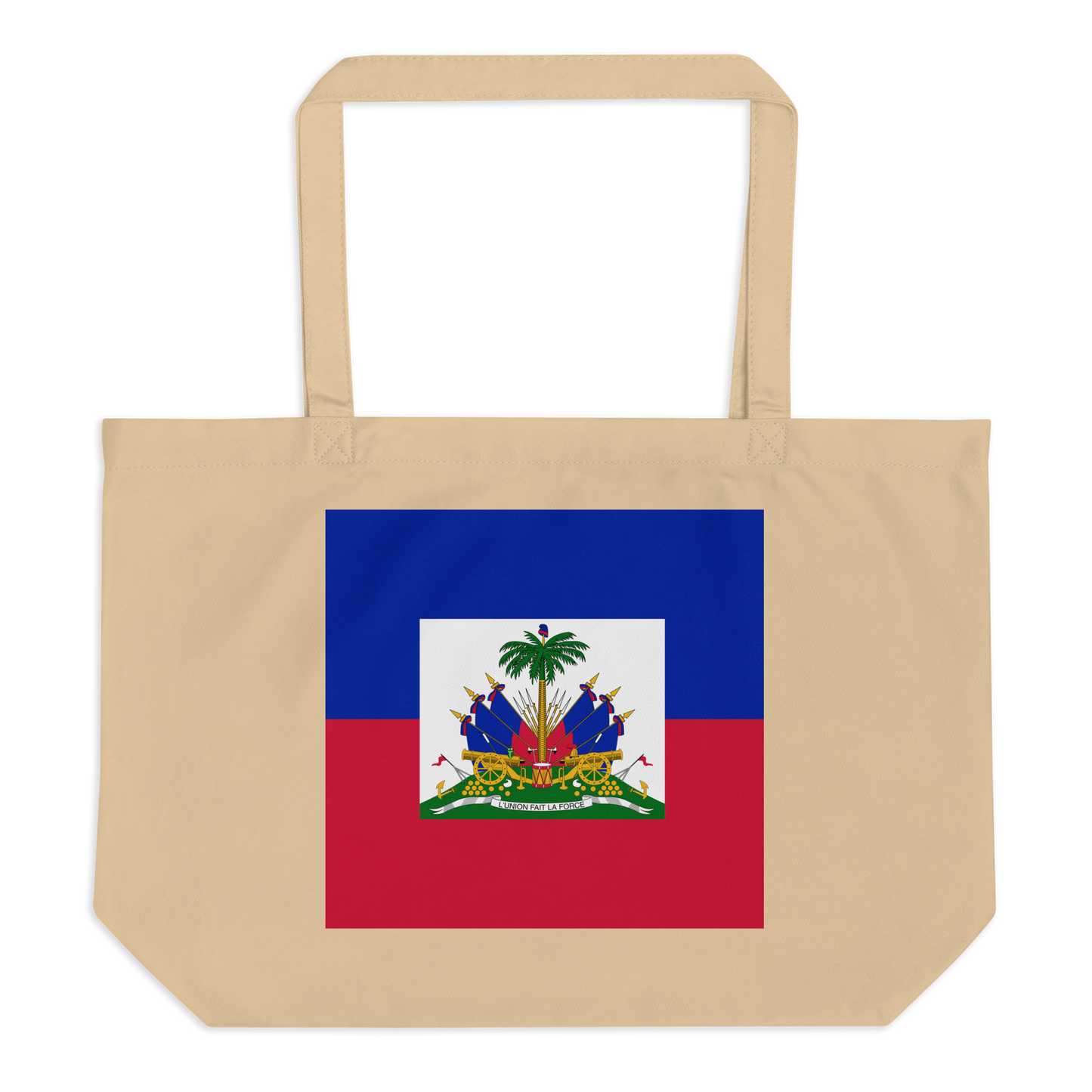 Haiti Flag Large Tote Bag Oyster Front View