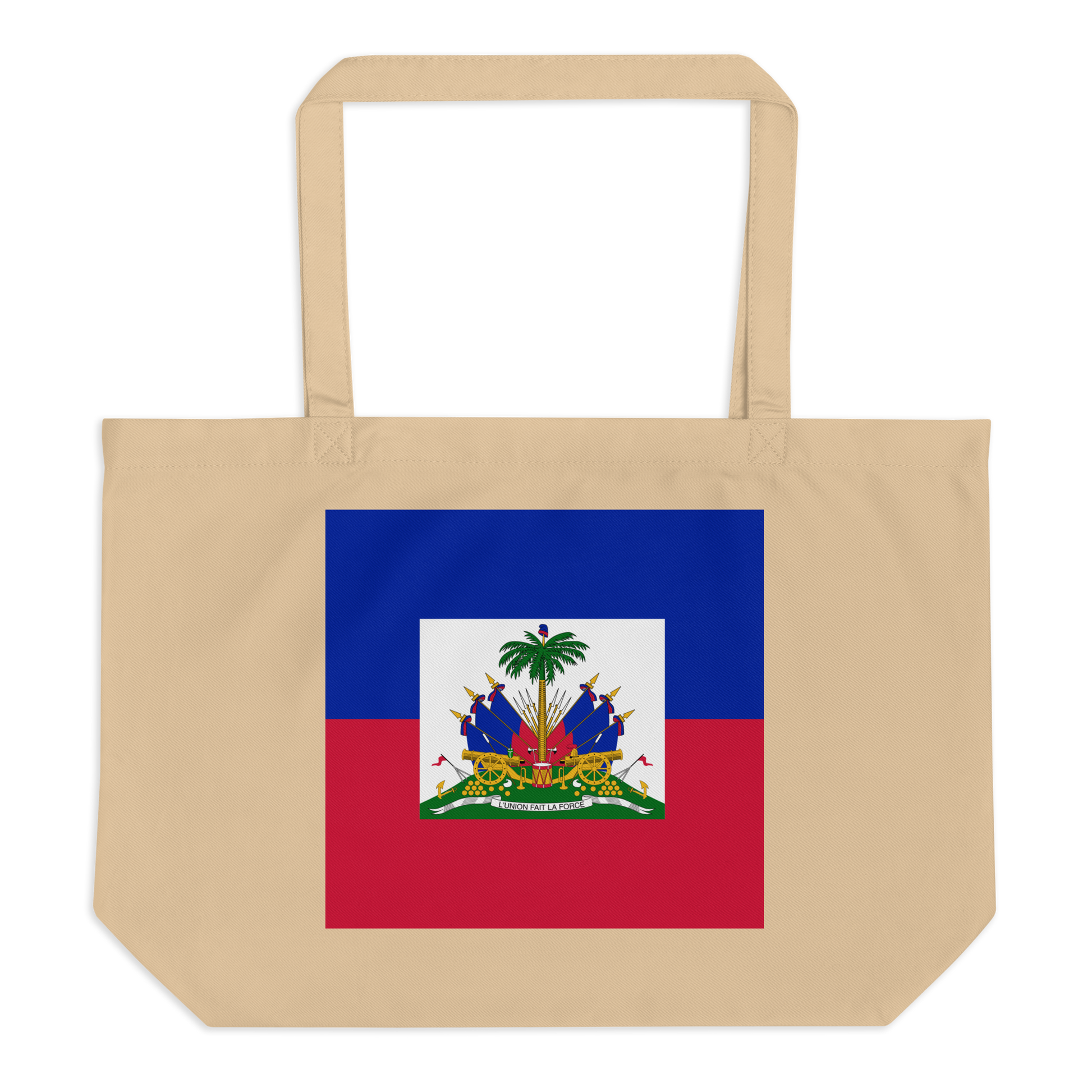 Haiti Flag Large Tote Bag Oyster Front View
