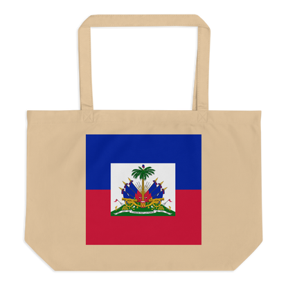 Haiti Flag Large Tote Bag Oyster Front View
