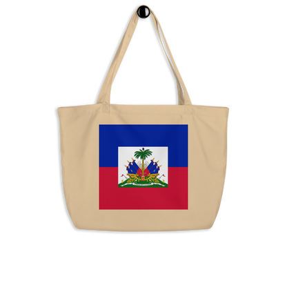 Haiti Flag Large Tote Bag Oyster Side View