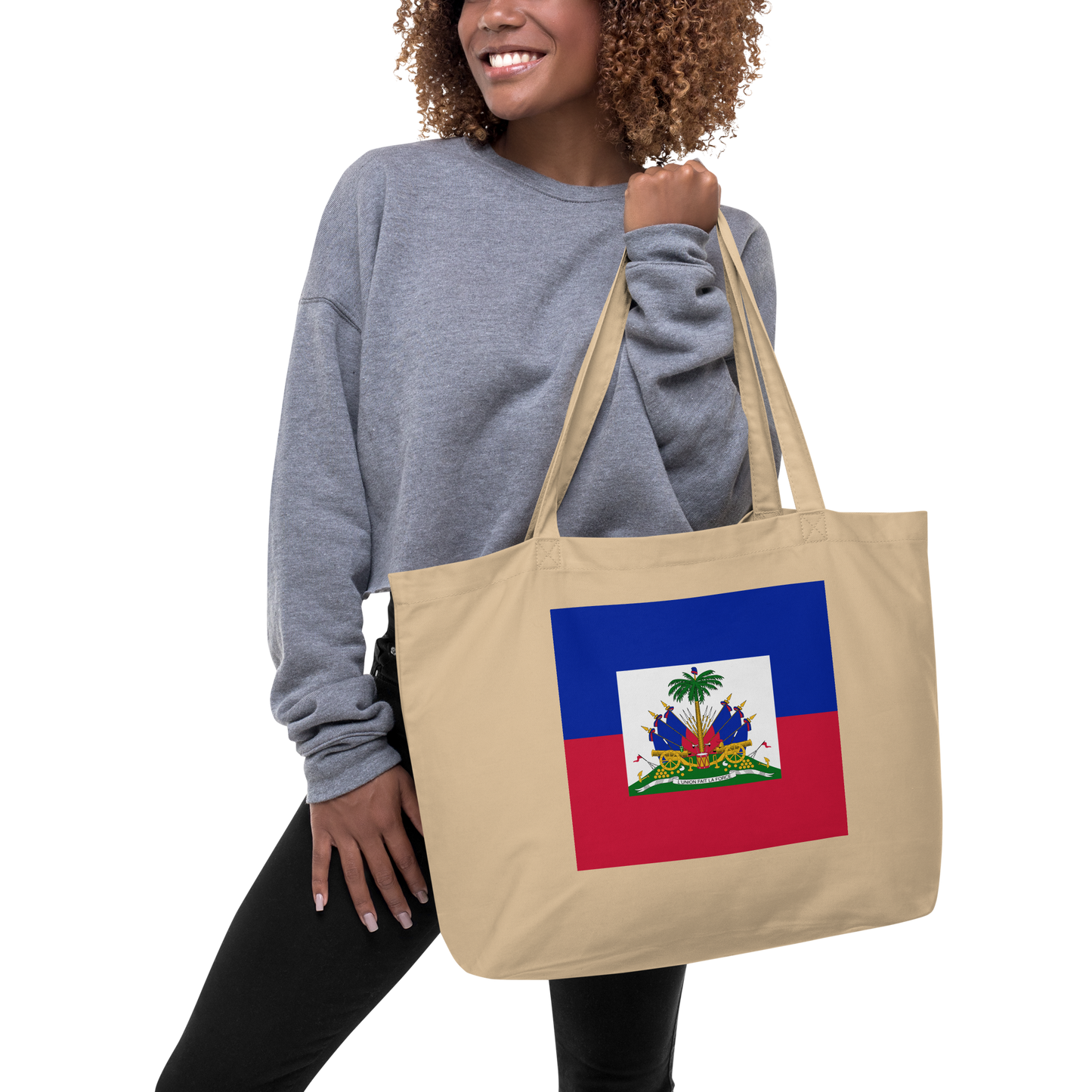Haiti Flag Large Tote Bag Oyster Lifestyle View