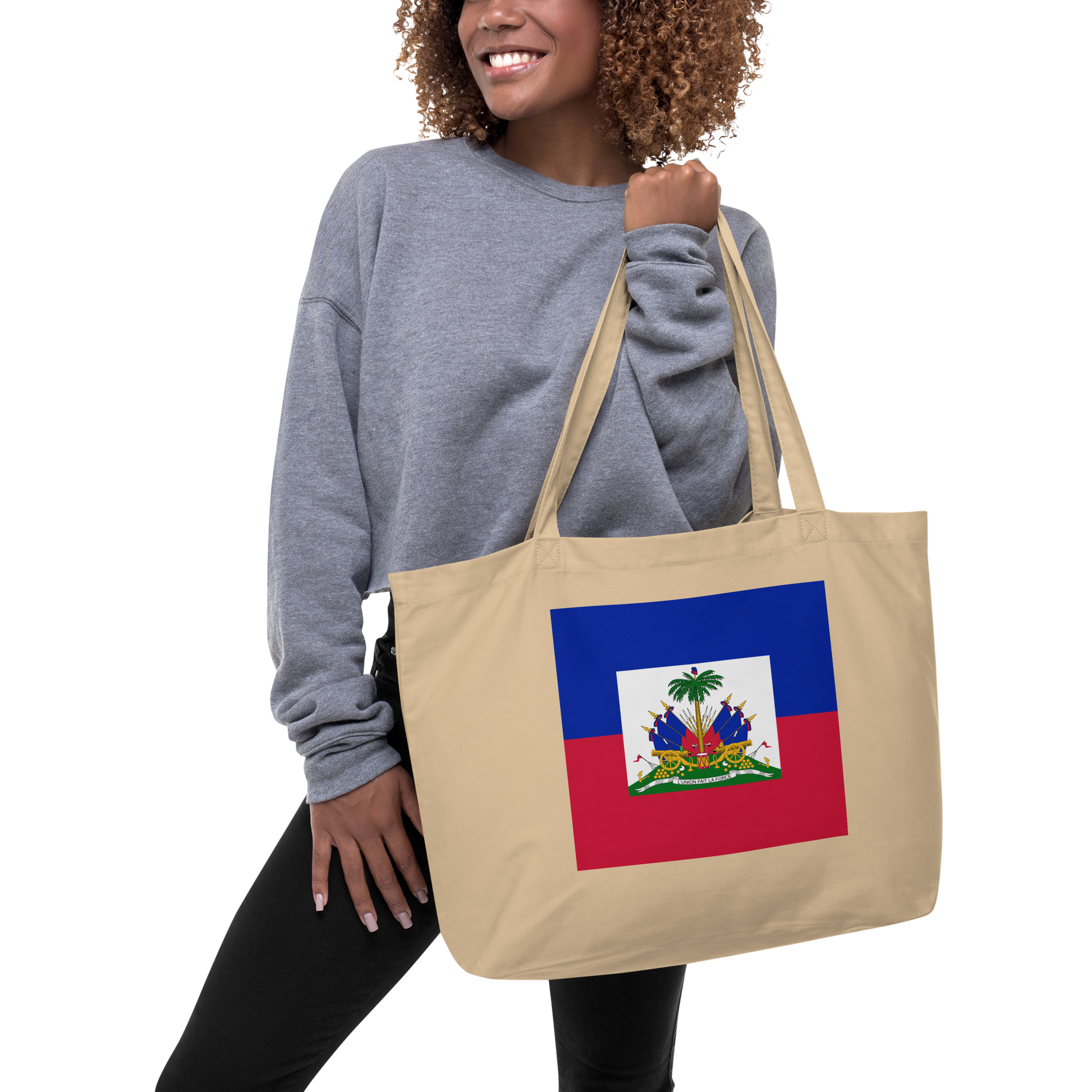 Haiti Flag Large Tote Bag Oyster Lifestyle View