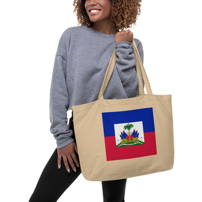 Haiti Flag Large Tote Bag Oyster Lifestyle View