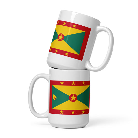 Grenada Flag Coffee Mug White 15oz Front View