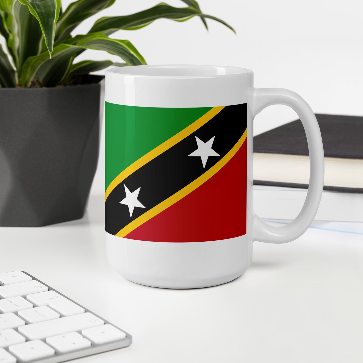 Saint Kitts & Nevis Flag Coffee Mug - Two Islands, One Love